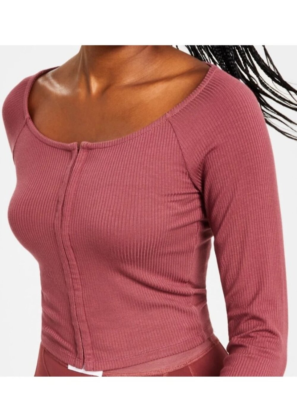 Jenni Women's Plus Size Long Sleeve Square Neck Lounge Top, Plum, 3X